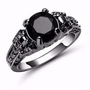 Black Sapphire 18K Black Gold Filled Ring 6